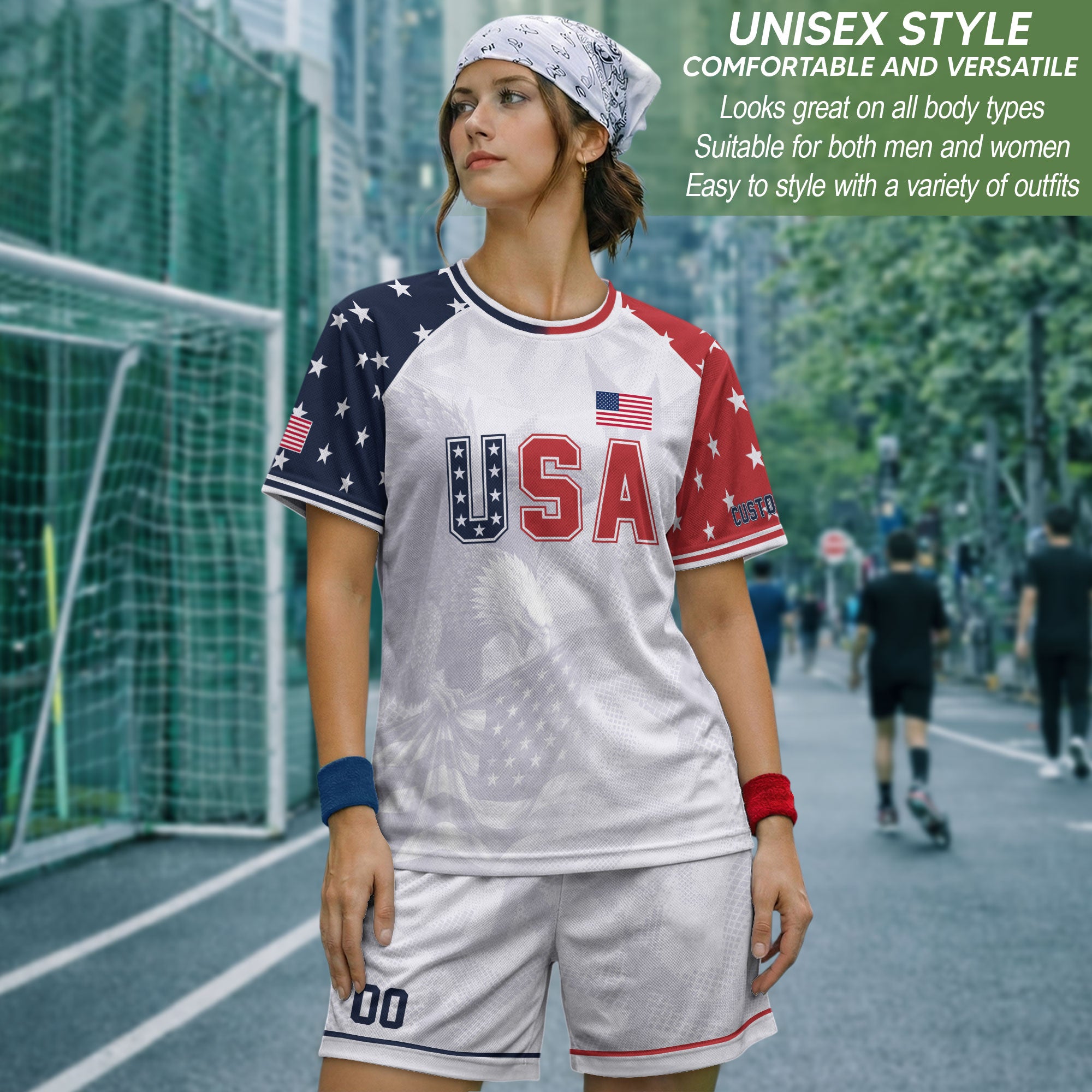 Custom USA Soccer Jersey White American Football Shirt Sports Fan Gear Name Men