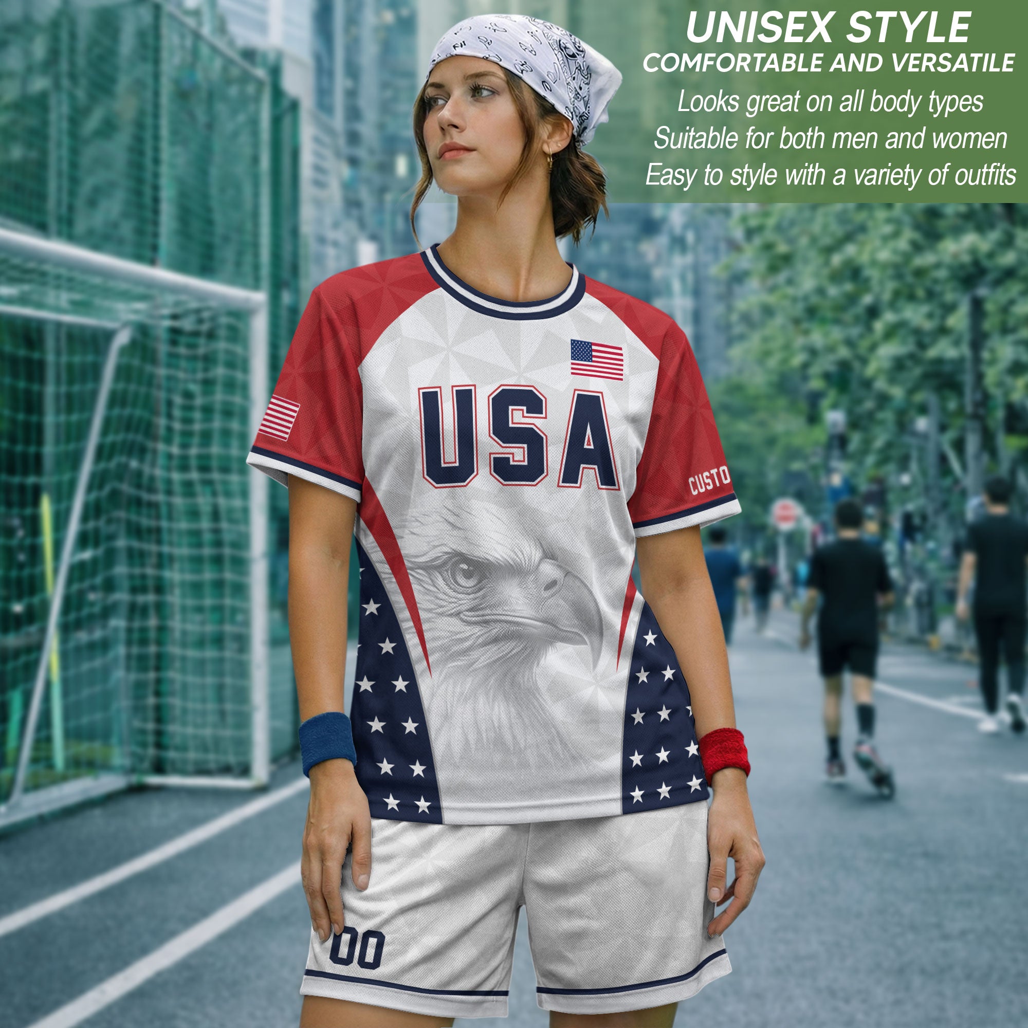 USA Soccer Jersey White Personalized American Football Shirt Eagle Pattern Team Men