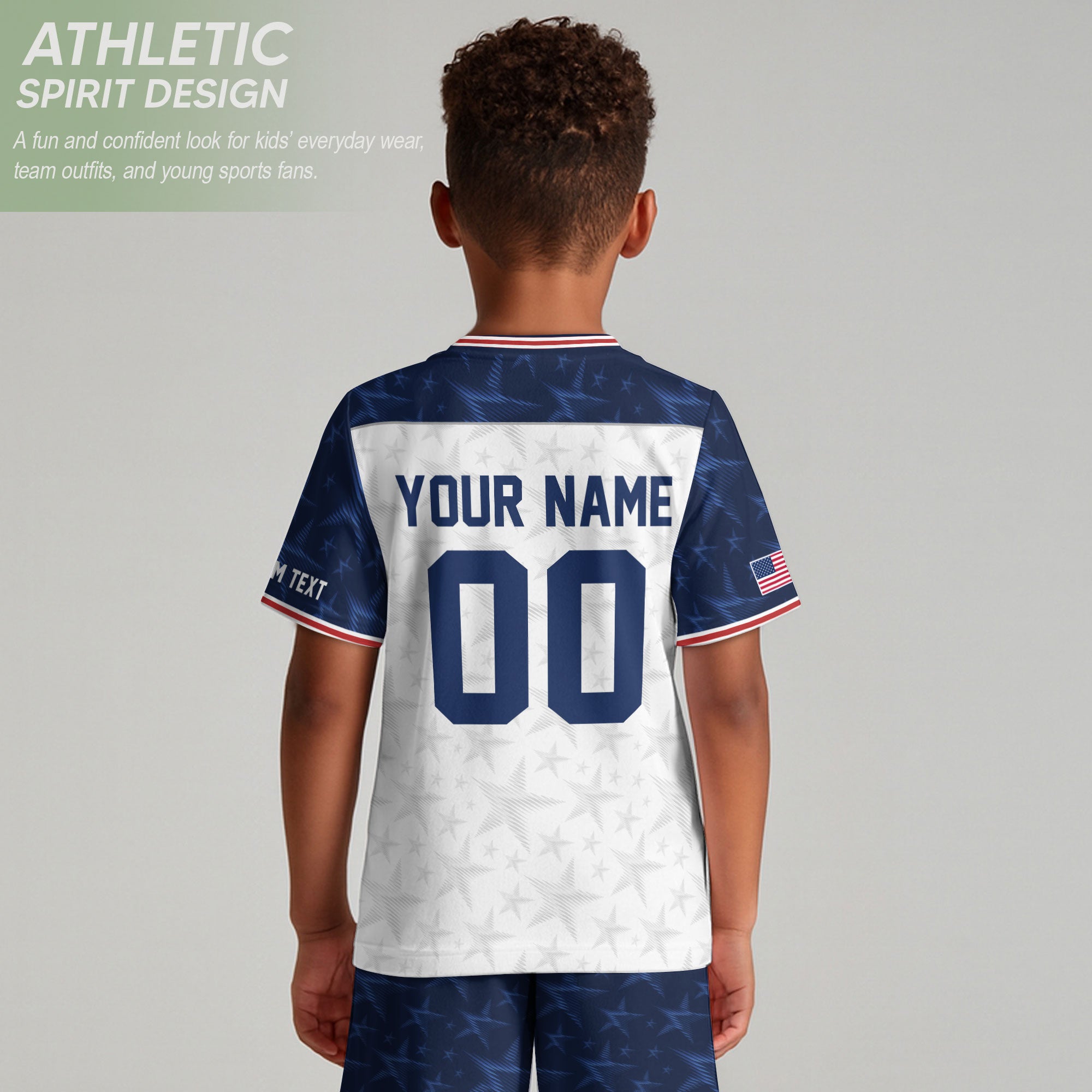 Custom Kid USA Soccer Jersey Heritage Collection White Navy Personalized Youth Tee