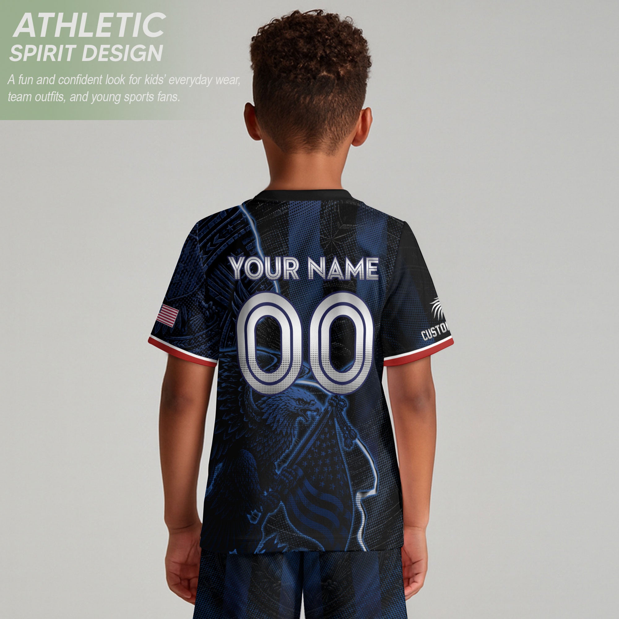 Custom Kids USA Soccer Jersey Navy Personalized Youth Patriotic Football Shirt
