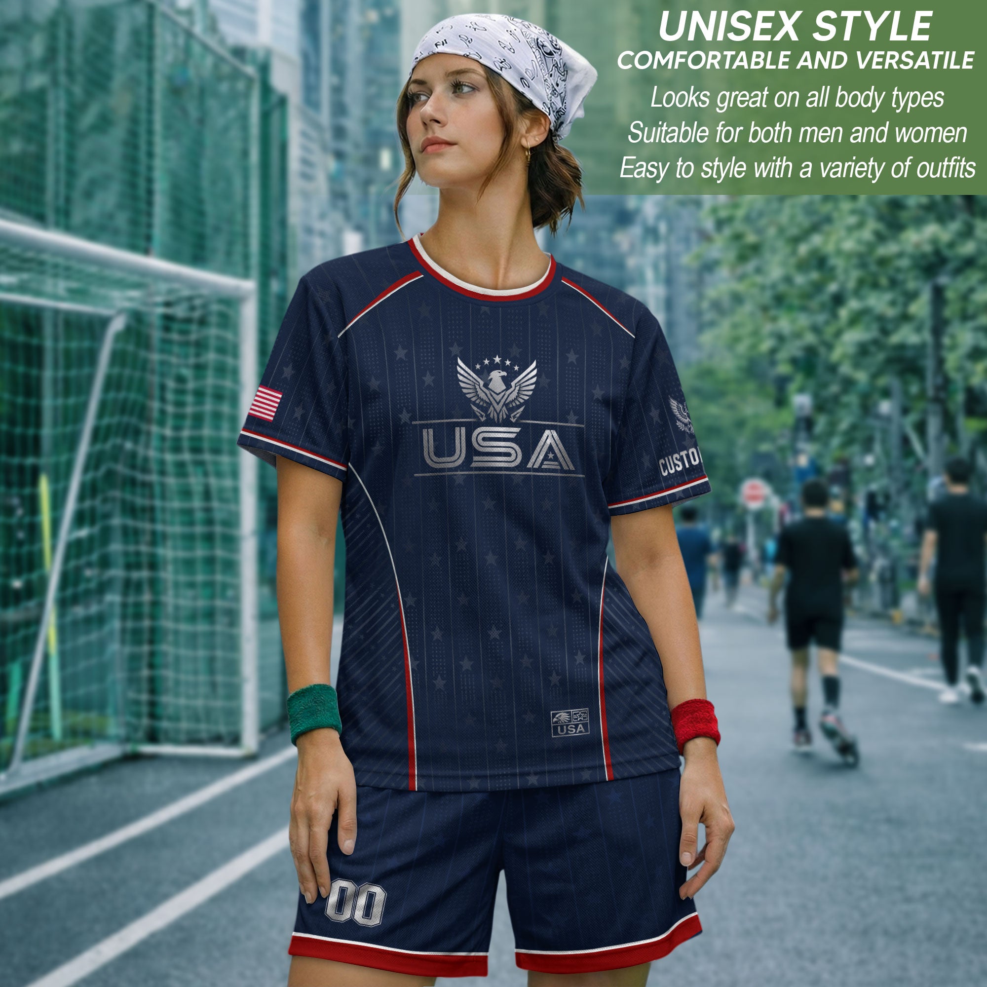 Adult USA Soccer Jersey Personalized American Eagle Patriotic Team Football Shirt