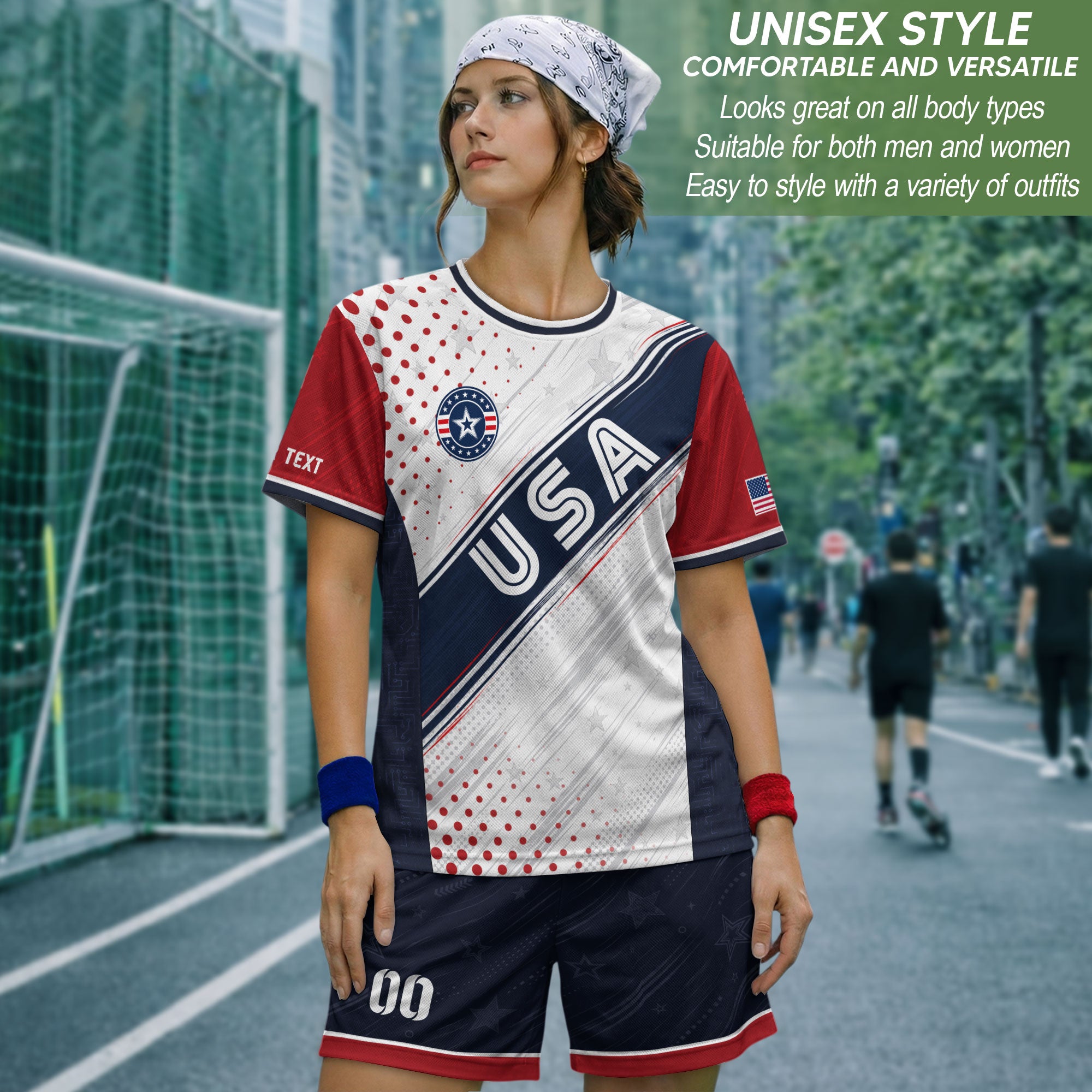 Custom Adult White Soccer Jersey - Personalized Name & Number USA Patriotic Sportswear