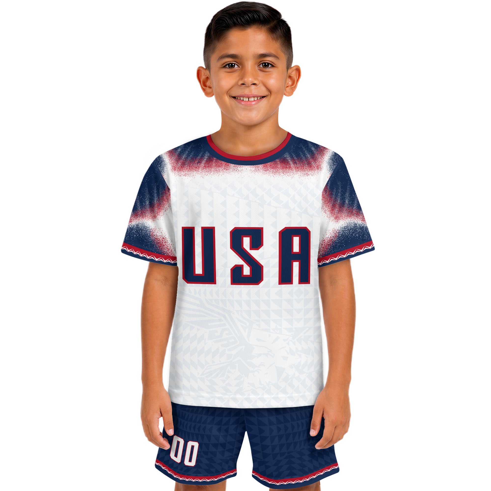 Personalized Name Number USA Soccer Jersey White American Flag Eagle Football Shirt Youth