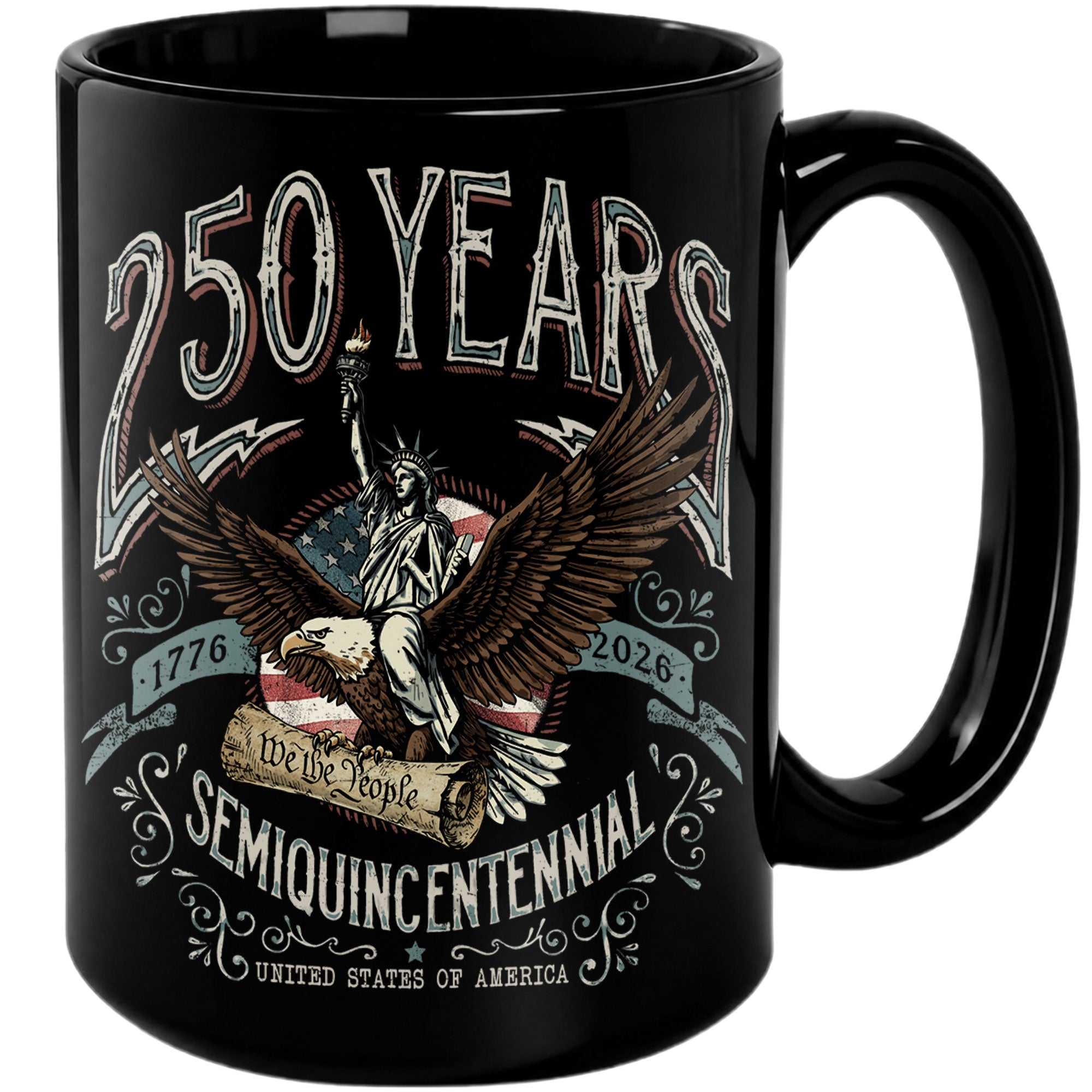 We The People 1776 2026 Ceramic Mug - Vintage US Eagle Statue of Liberty Gift Cup