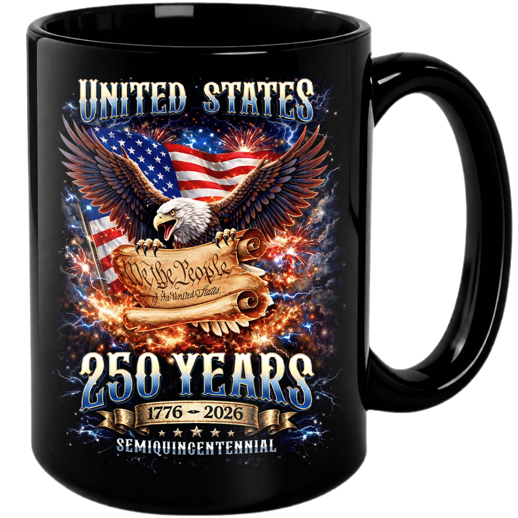 United States 250 Years Mug - We The People 1776 2026 Patriotic Bald Eagle Cup
