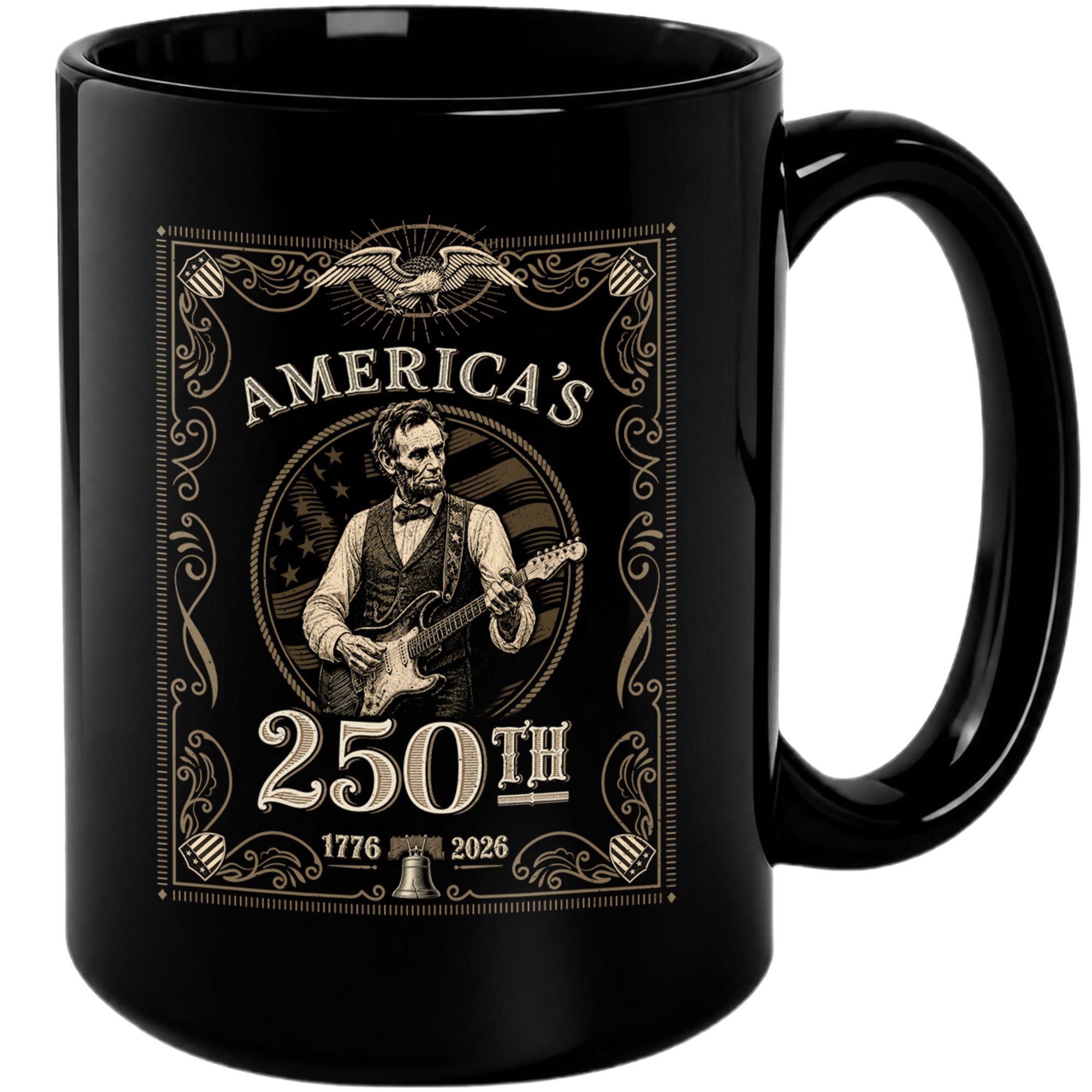 America's 250th Anniversary 1776-2026 Abraham Lincoln Guitar Patriotic Mug