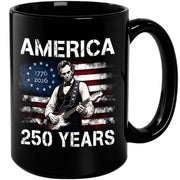 Mug: America 250 Years 1776-2026 Abraham Lincoln Guitar Patriotic Anniversary Gift