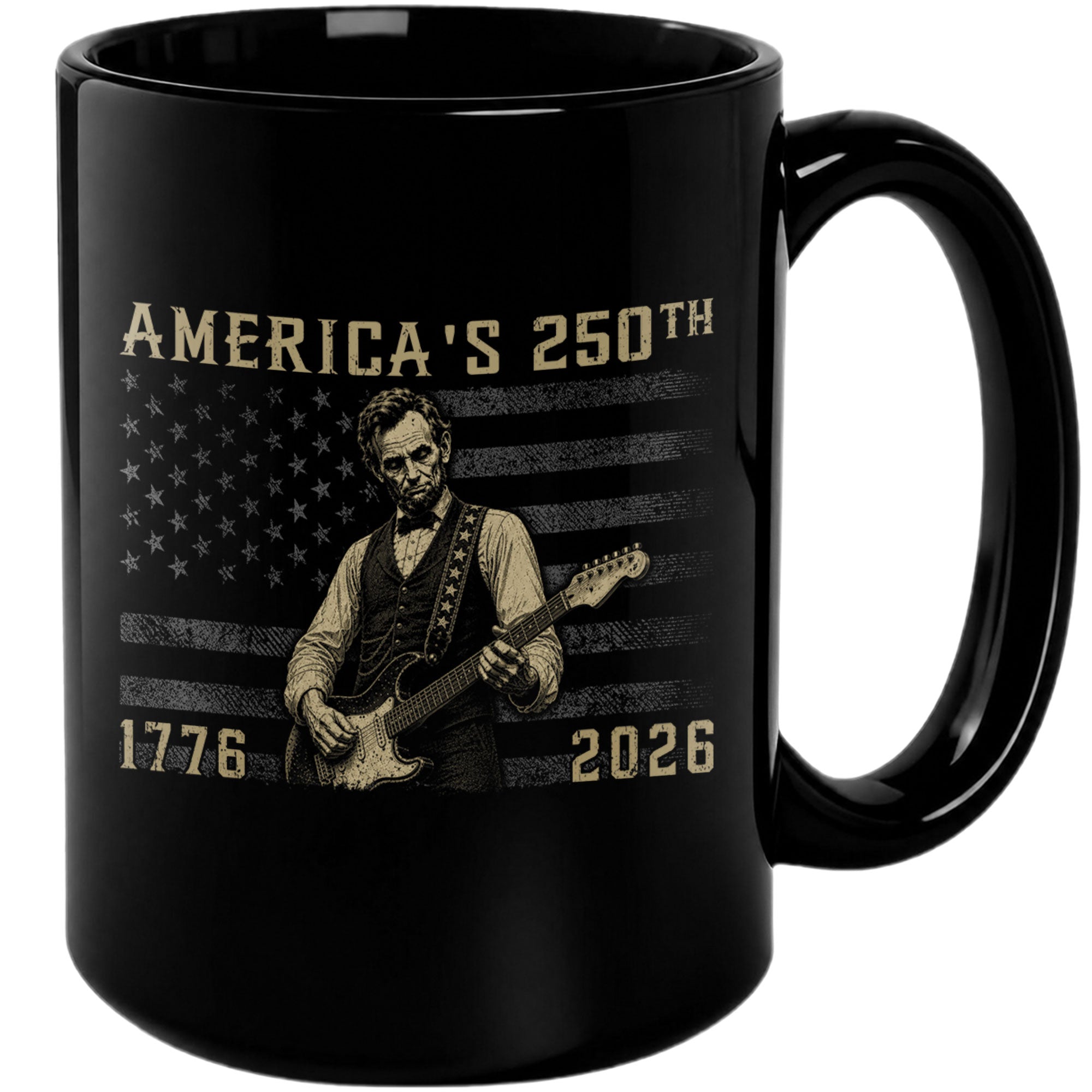 America 250th Anniversary 1776-2026 Abraham Lincoln Guitar Patriotic Mug Keepsake