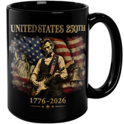 Historic USA 250th Anniversary 1776-2026 Lincoln Guitar Patriotic Symbols Mug Gift - Rust Field Wear