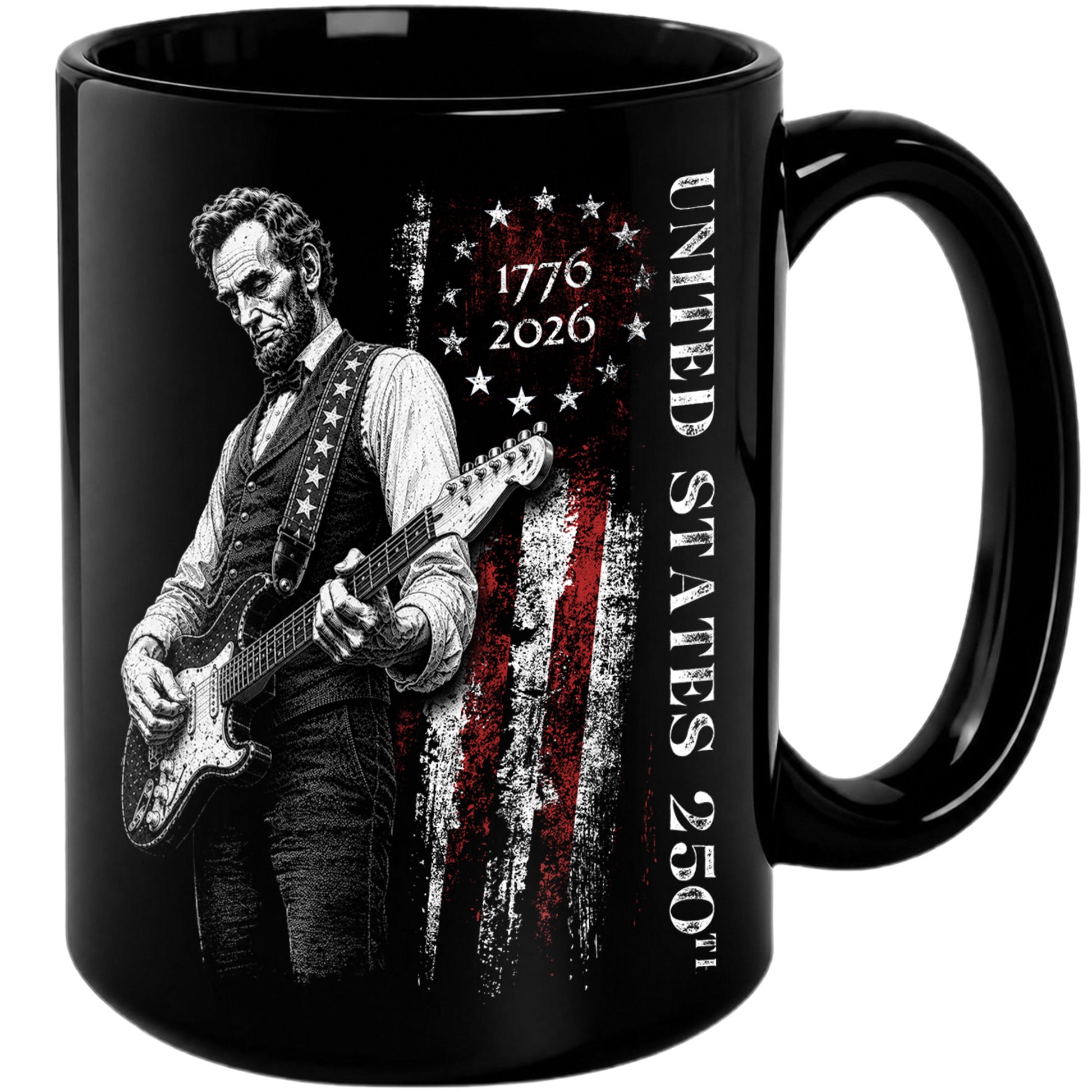 Abraham Lincoln Guitar Player America 250th Anniversary 1776-2026 Patriotic Art Mug - Rust Field Wear
