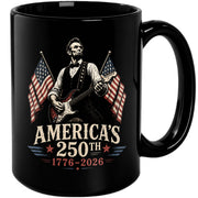 1776 2026 Mug 250th Abraham Lincoln Rock Guitar Patriotic American Ceramic Cup