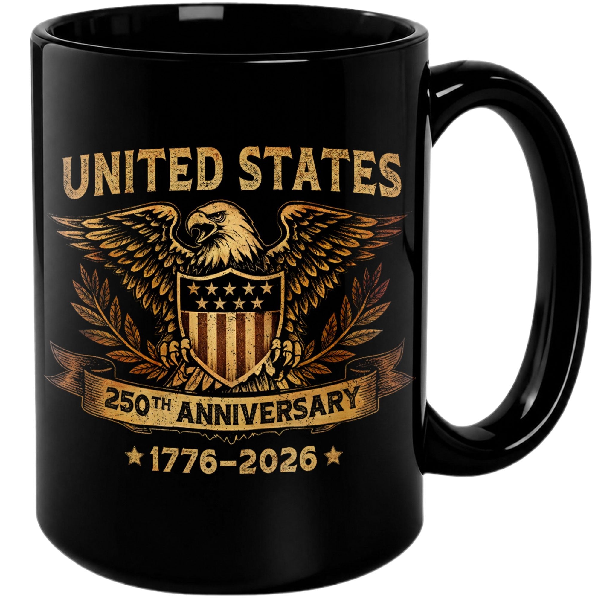 United States 250th Anniversary 1776-2026 Patriotic Eagle Shield Commemorative Mug - Rust Field Wear