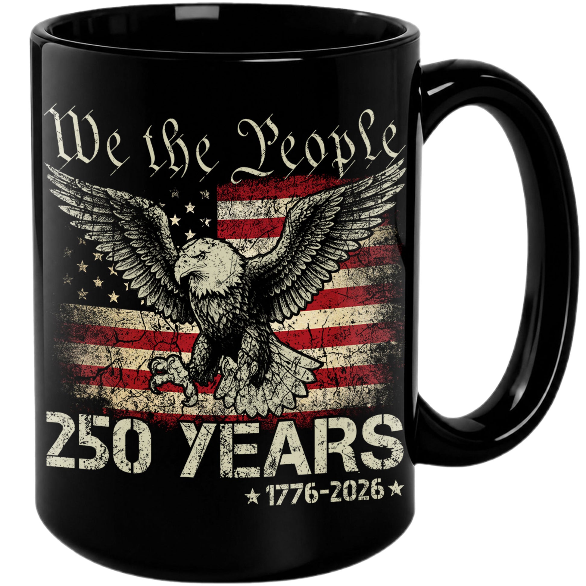 Patriotic We The People 250 Years 1776-2026 American Eagle Commemorative Mug - Rust Field Wear