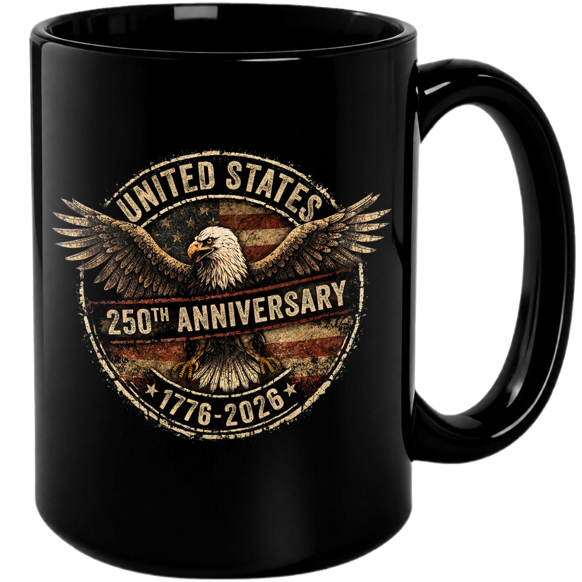 Vintage US 250th Anniversary 1776-2026 American Eagle Flag Commemorative Mug