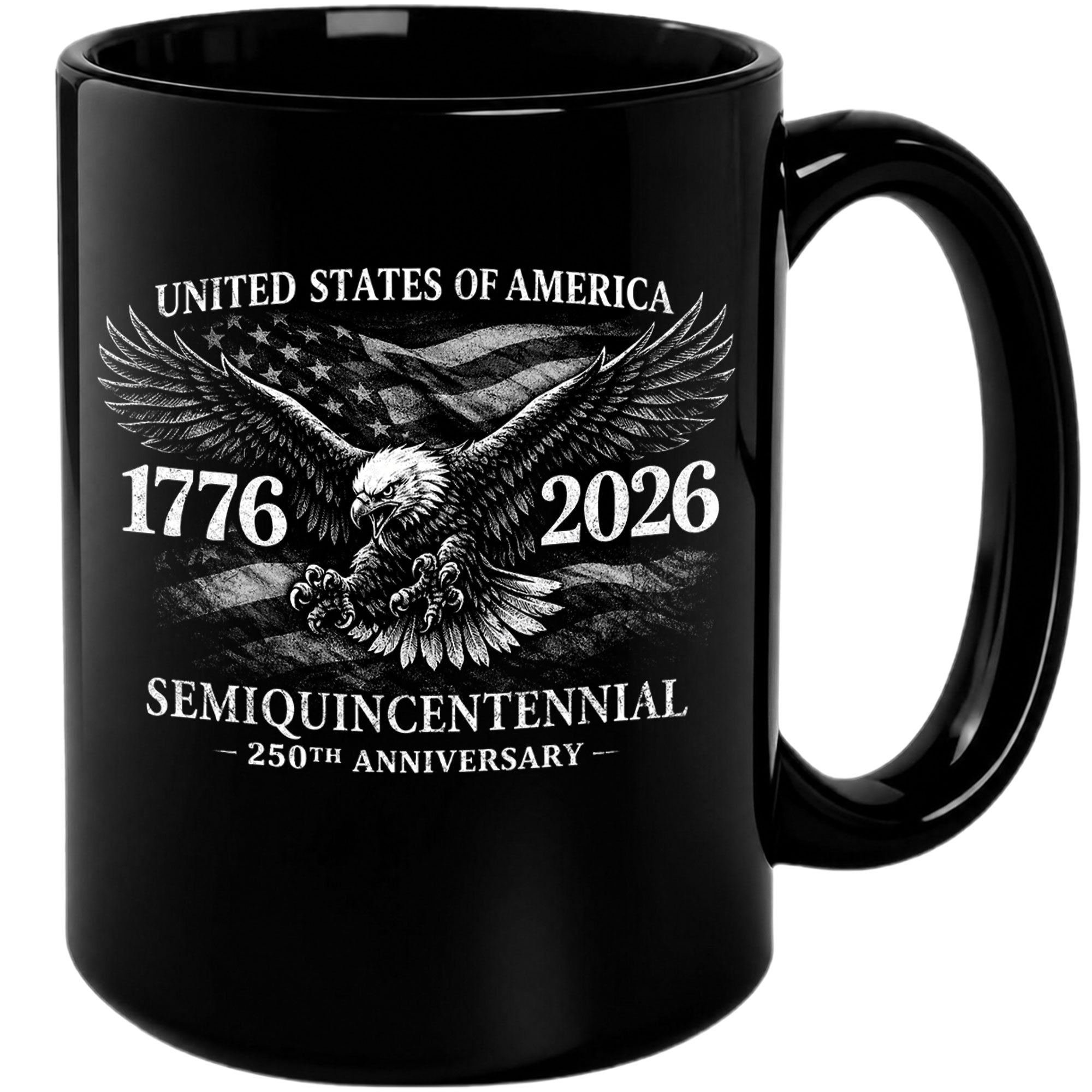 United States 250th Anniversary 1776-2026 Patriotic Eagle Commemorative Black Mug