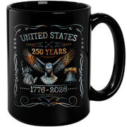 250 Years 1776 2026 Mug United States Patriotic Eagle Liberty Bell Ceramic Cup