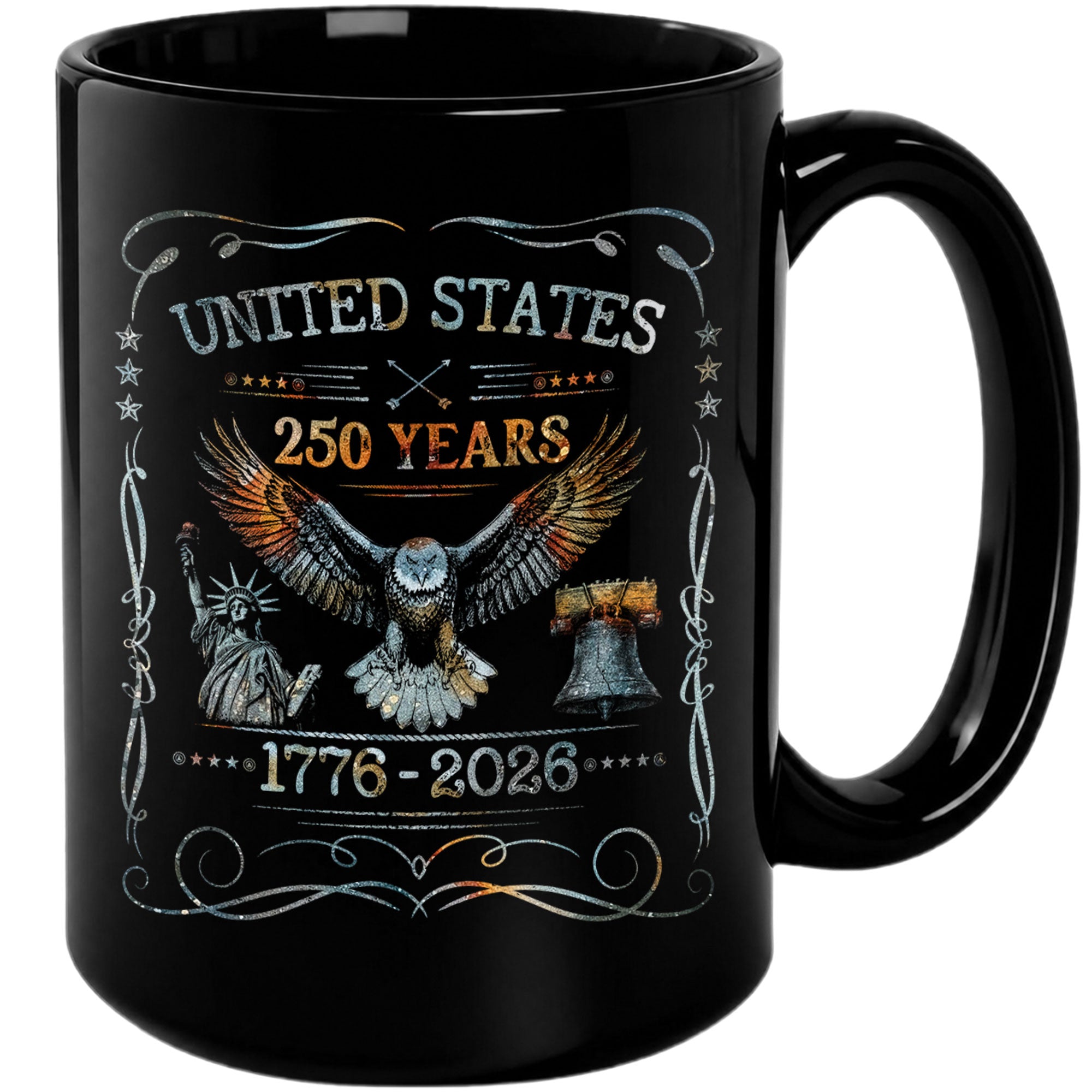 250 Years 1776 2026 Mug United States Patriotic Eagle Liberty Bell Ceramic Cup