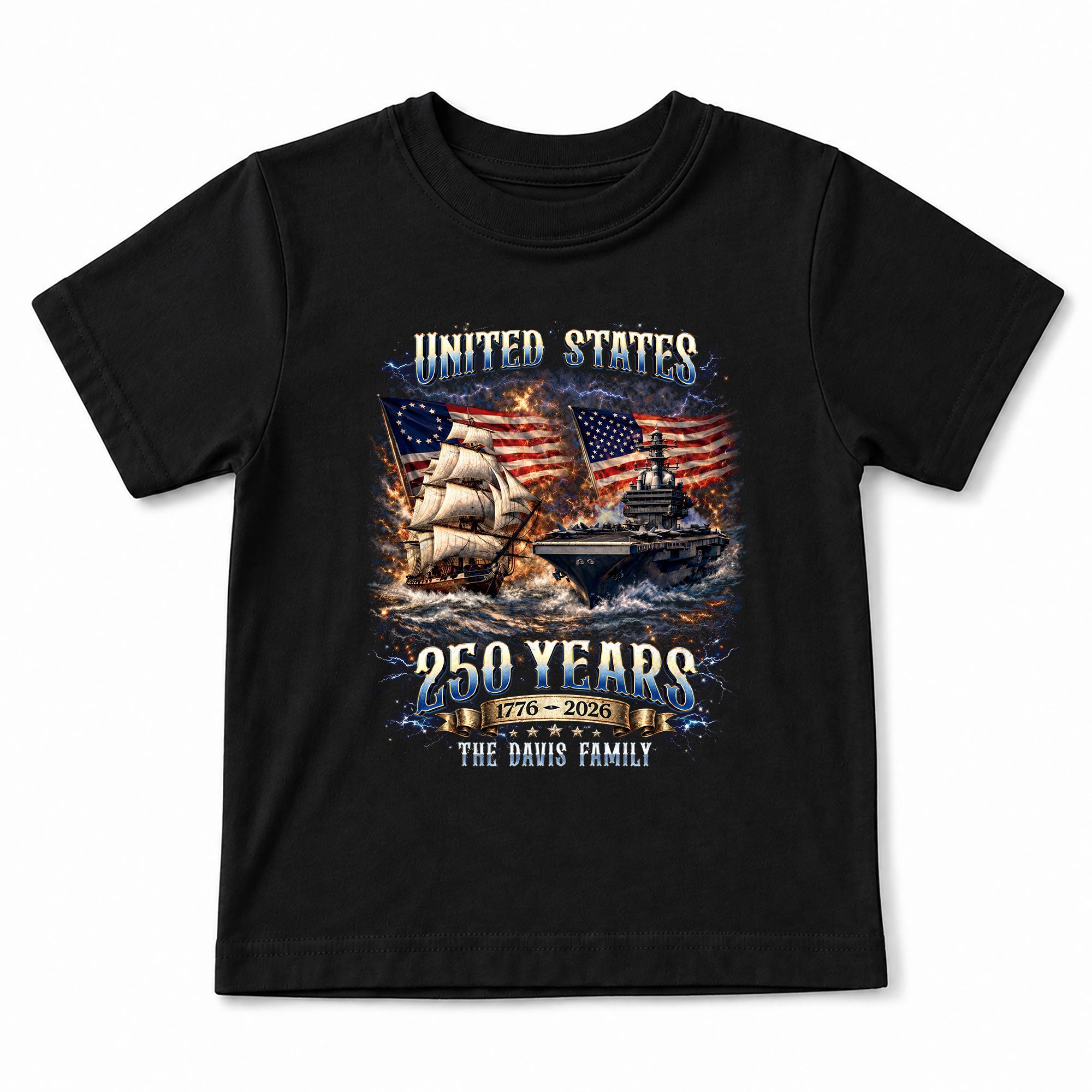 Warship Sailing Vessel Holiday Graphic Tee Customized Custom Family Name USA Shirts