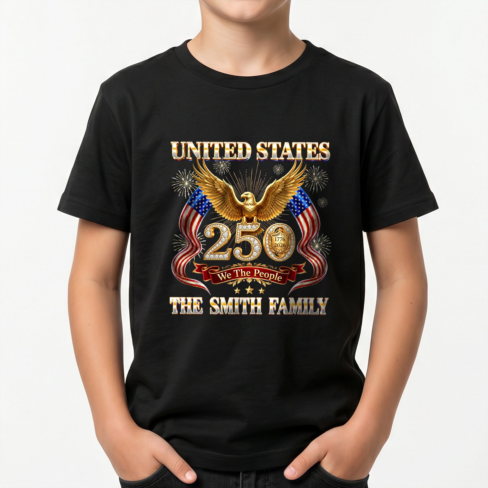 Golden Eagle Holiday Graphic Tee Customized Custom Family Name United States Group Shirts