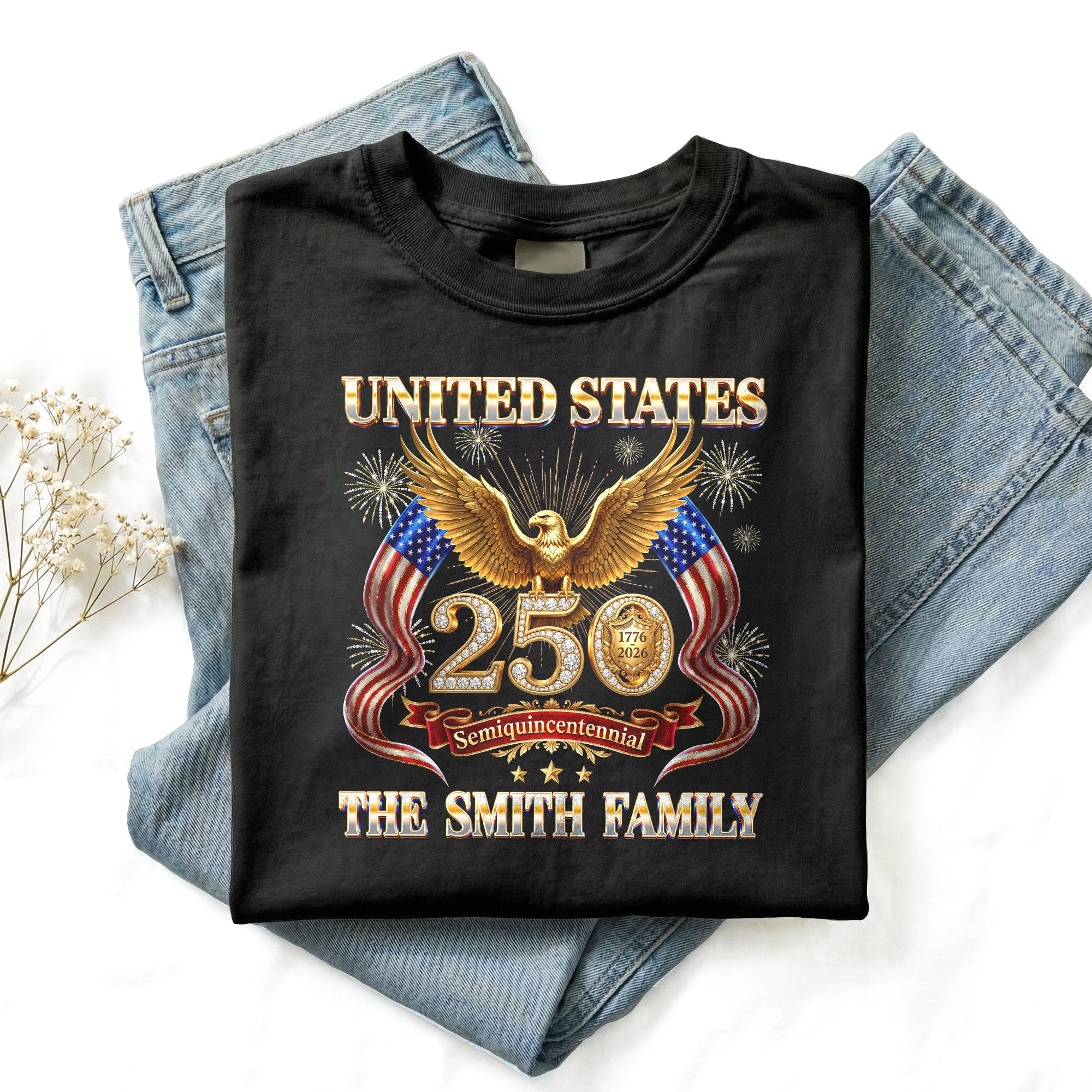 Golden Eagle Holiday Graphic Tee Customized Custom Family Name United States Group Shirts