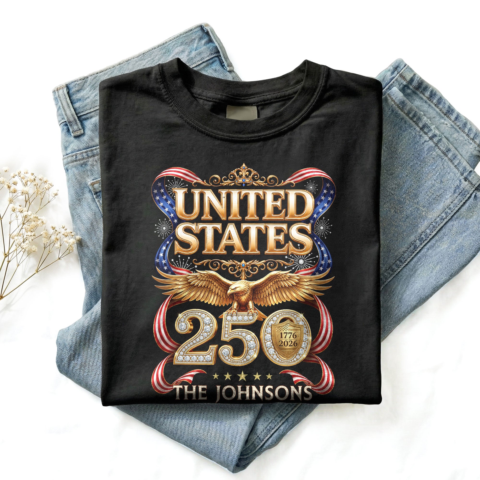 Eagle Crown Holiday Graphic Tee Customized Custom Family Name United States Shirts