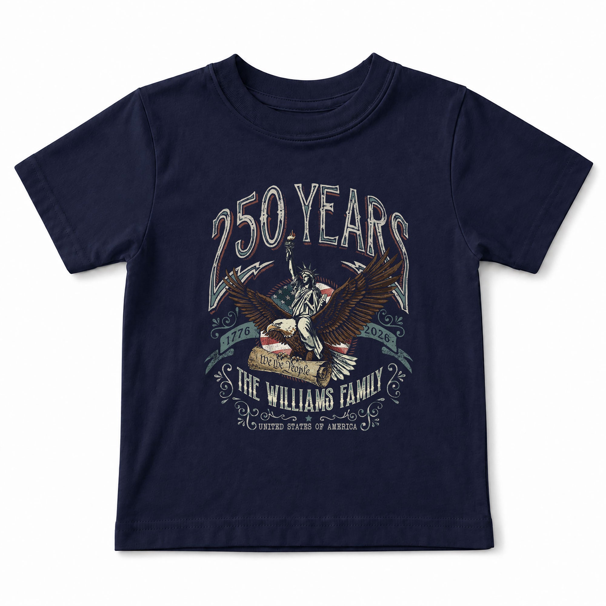 United States 250th Anniversary Liberty Apparel Personalized Custom Family Name Shirts