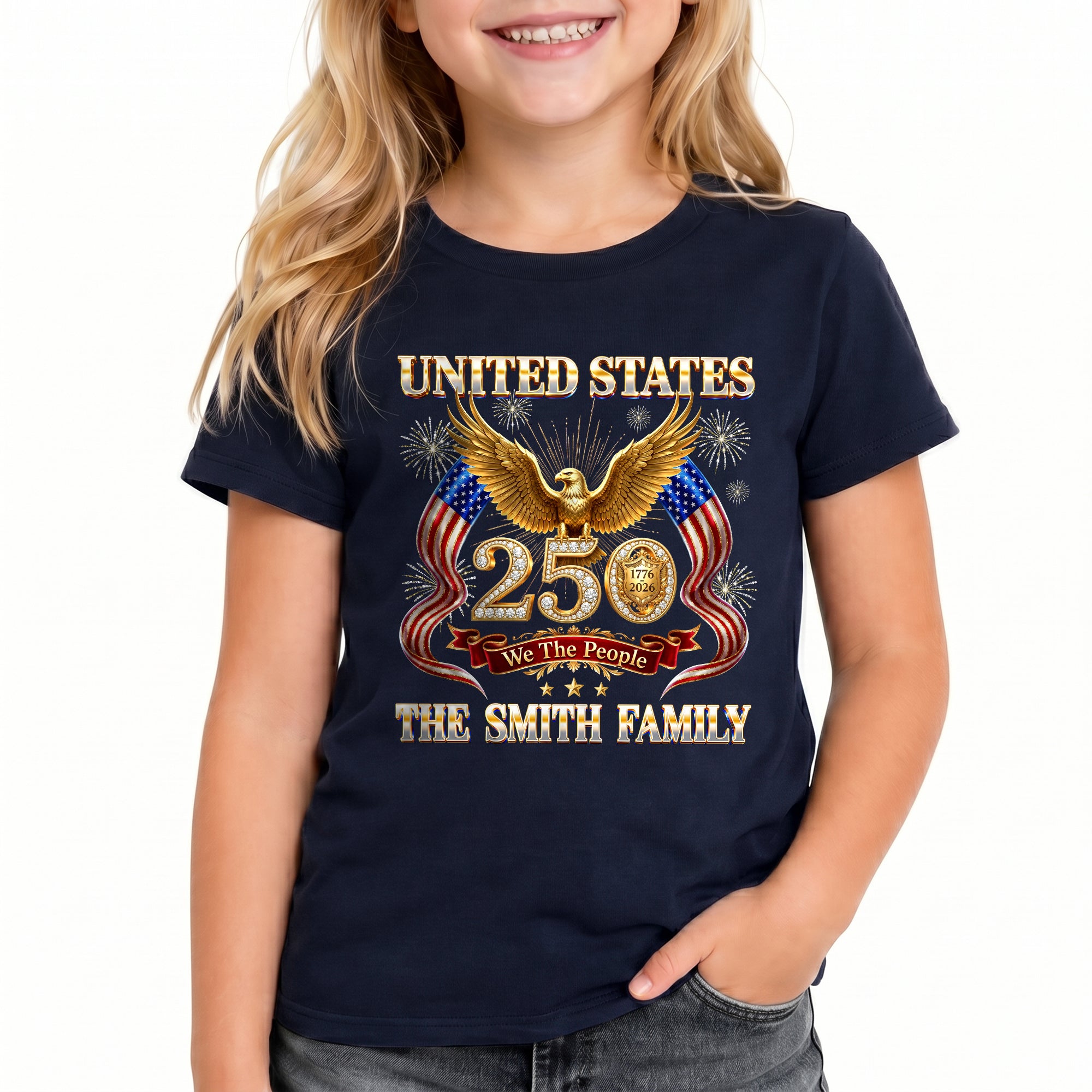 Golden Eagle Holiday Graphic Tee Customized Custom Family Name United States Group Shirts