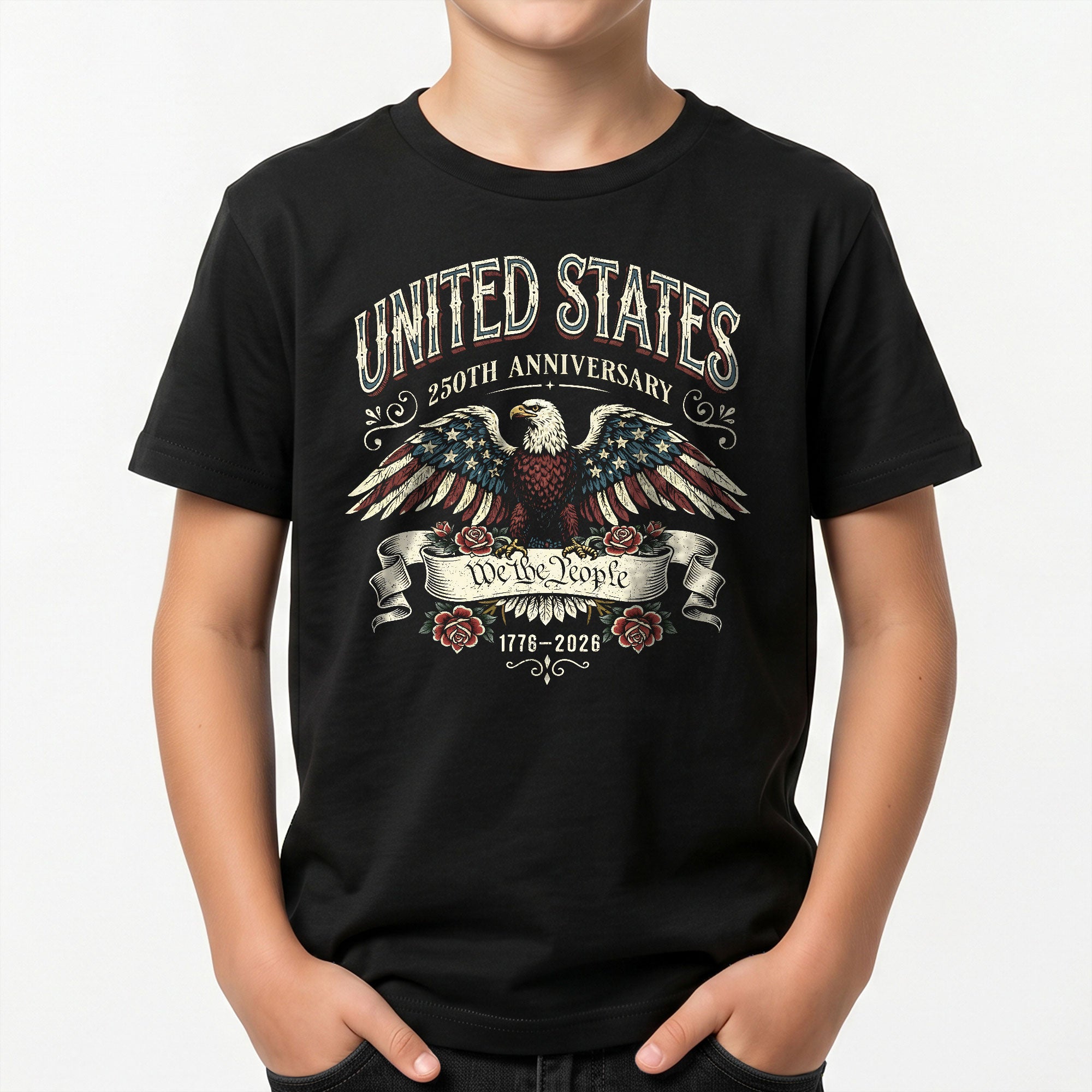 Kids United States 250th Anniversary T-Shirt We The People Eagle Tee 1776–2026