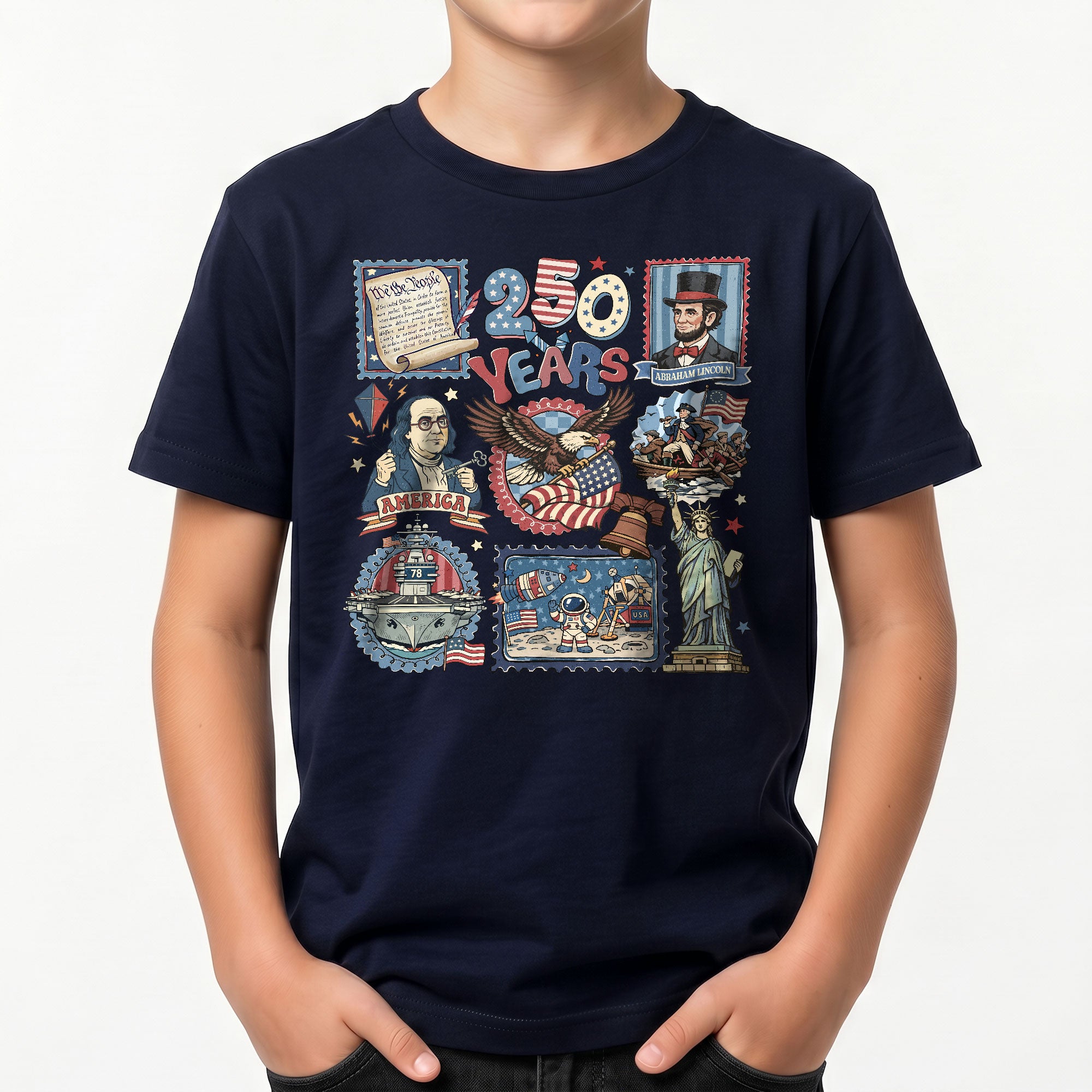 Kids Shirt 1776-2026 250th Anniversary Patriotic United States History Educational Tee