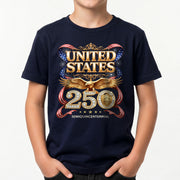 250 Years Kids T-Shirt Patriotic Golden Eagle United States American Flag Youth