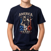 Kids 250 Years Celebration Shirt Vintage Abraham Lincoln Rocker Jet Graphic Tee