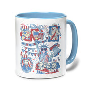 250 Years American Heritage Accent Mug - Retro Patriotic Stamps Uncle Sam Cup