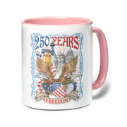 250 Years Freedom Edition Accent Mug - Retro Eagle Liberty Bell 1776 2026 Gift Cup