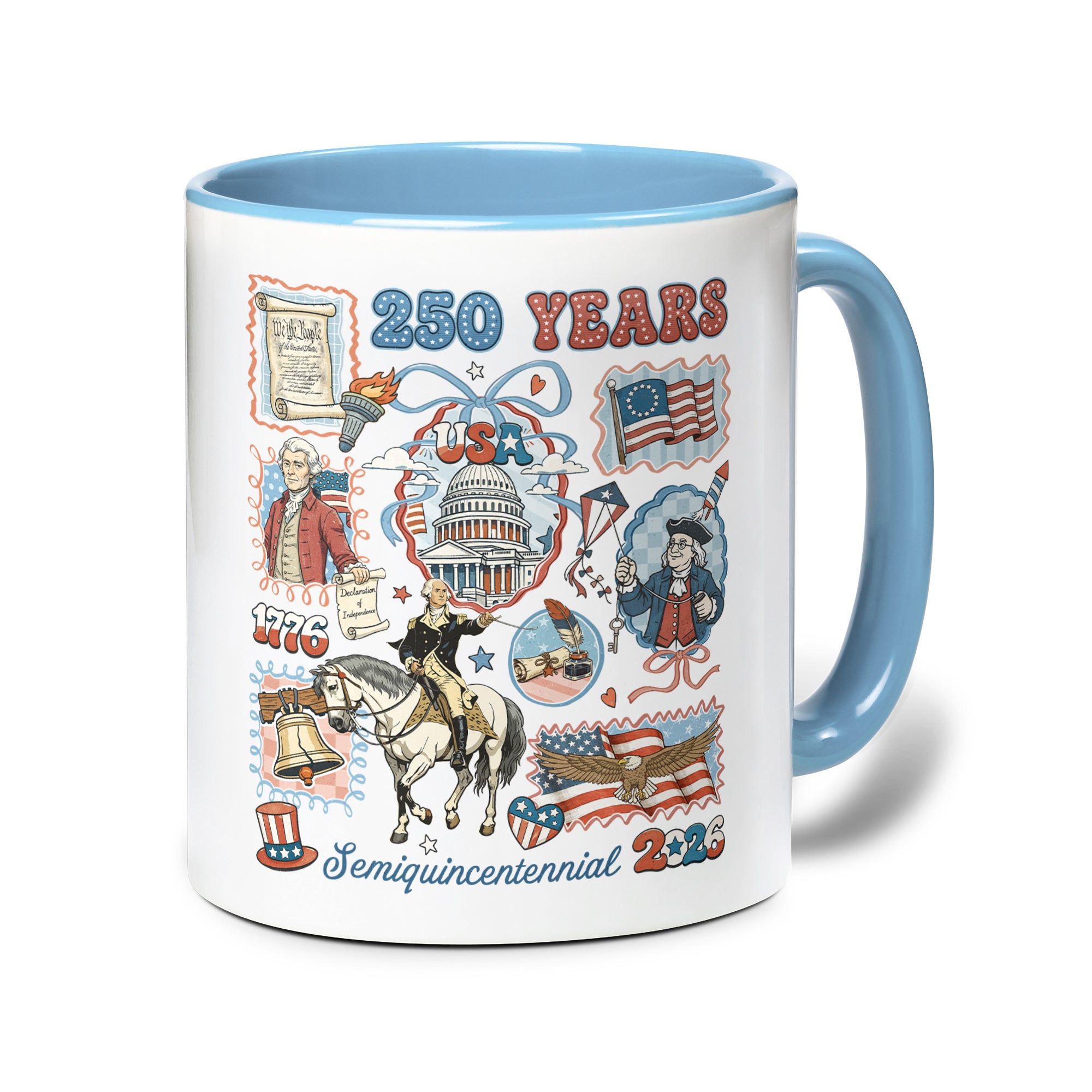 250 Years US History Chronicles Accent Mug - Epic Patriotic Collector Cup