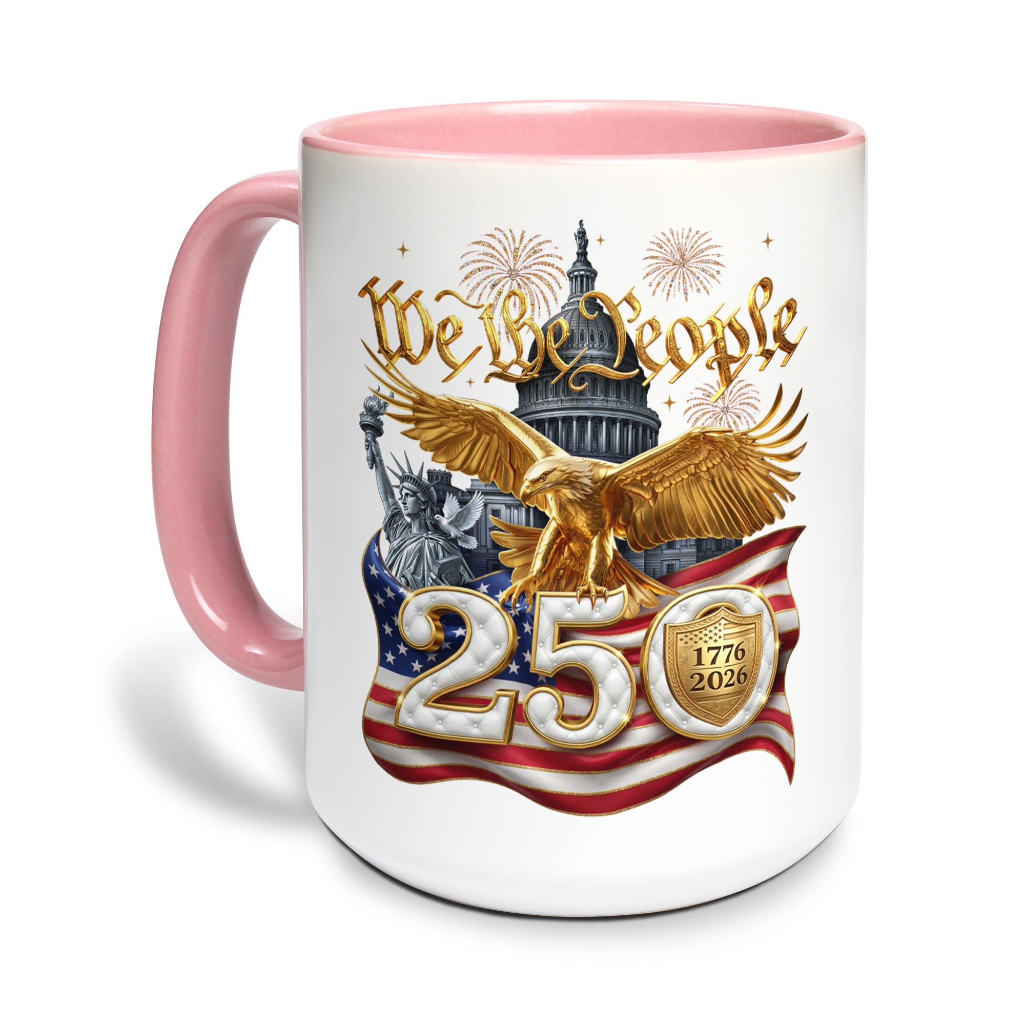 We The People Proud Patriot Accent Mug - Epic Golden Eagle 1776 2026 Gift Cup