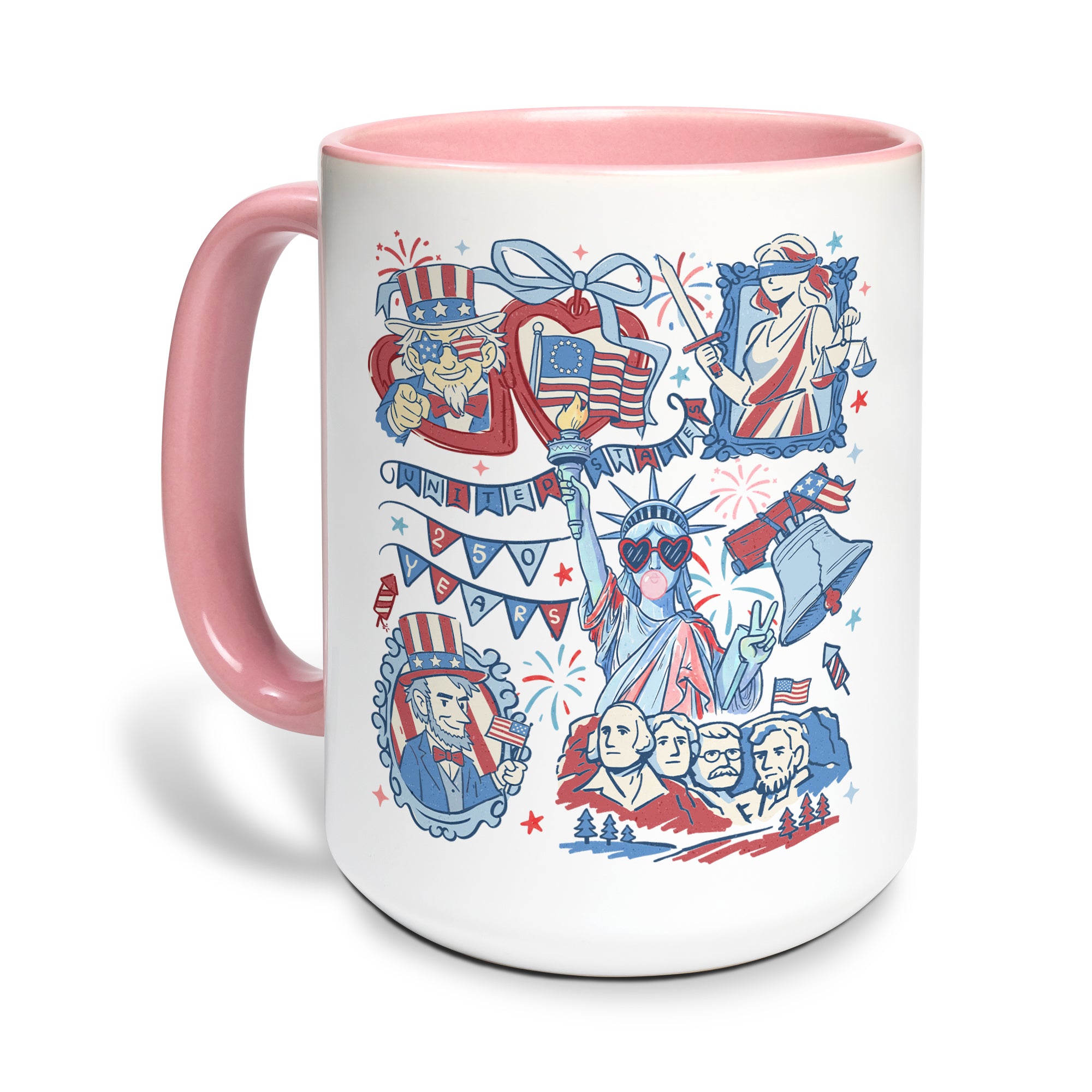 250 Years American Heritage Accent Mug - Retro Patriotic Stamps Uncle Sam Cup