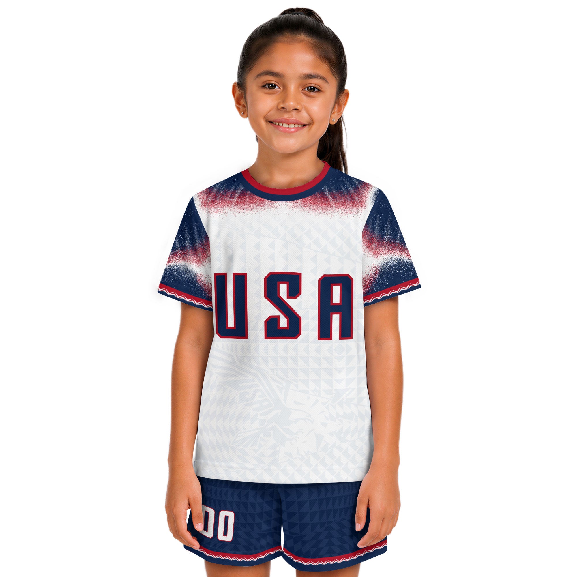 Personalized Name Number USA Soccer Jersey White American Flag Eagle Football Shirt Youth