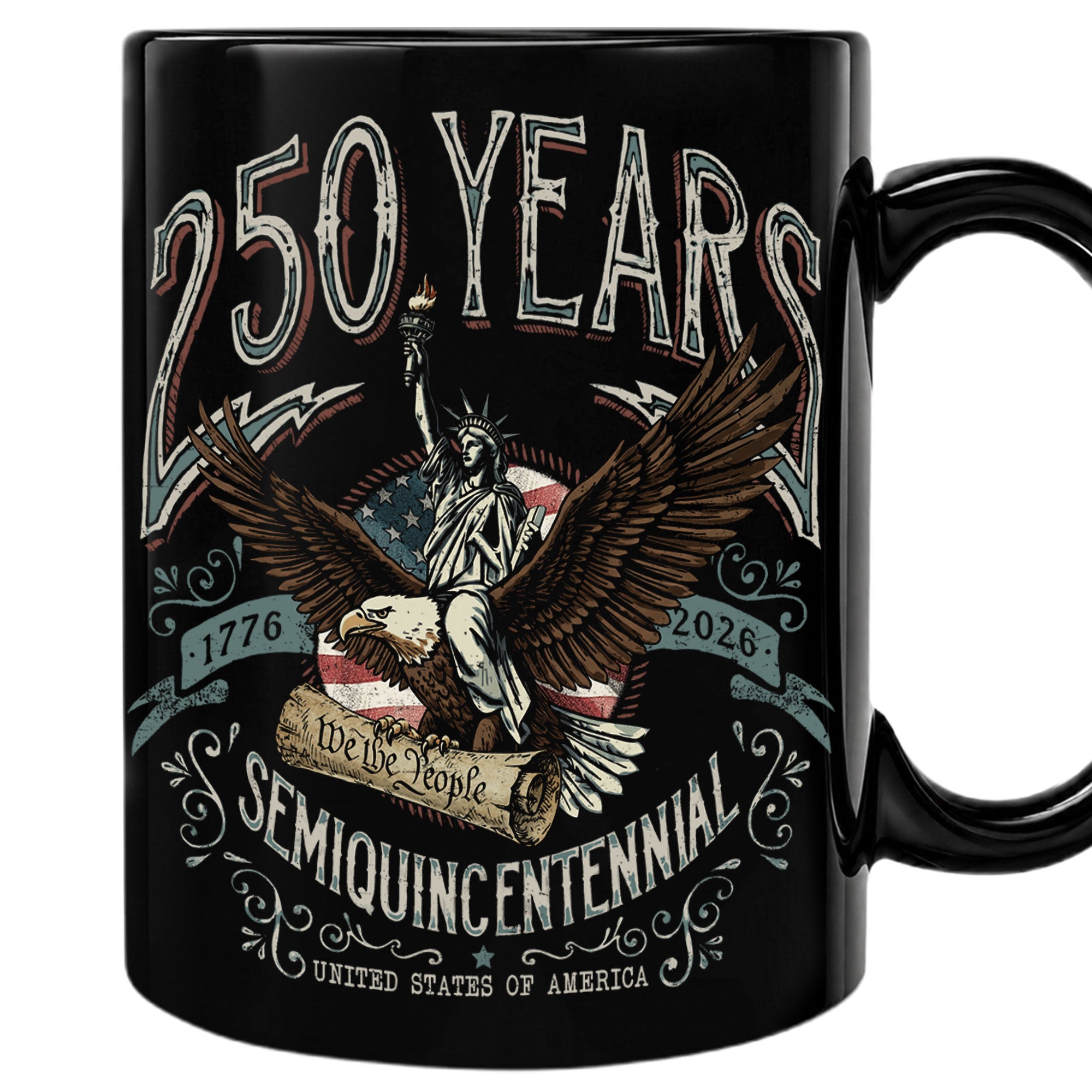 We The People 1776 2026 Ceramic Mug - Vintage US Eagle Statue of Liberty Gift Cup