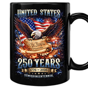 United States 250 Years Mug - We The People 1776 2026 Patriotic Bald Eagle Cup