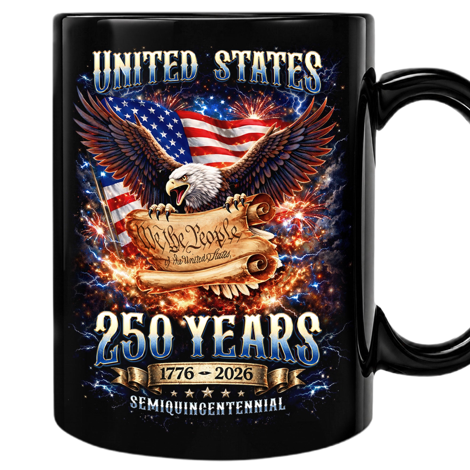 United States 250 Years Mug - We The People 1776 2026 Patriotic Bald Eagle Cup