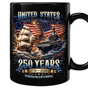 United States 250 Years Mug - 1776 2026 Patriotic Navy Ship Aircraft Carrier Cup