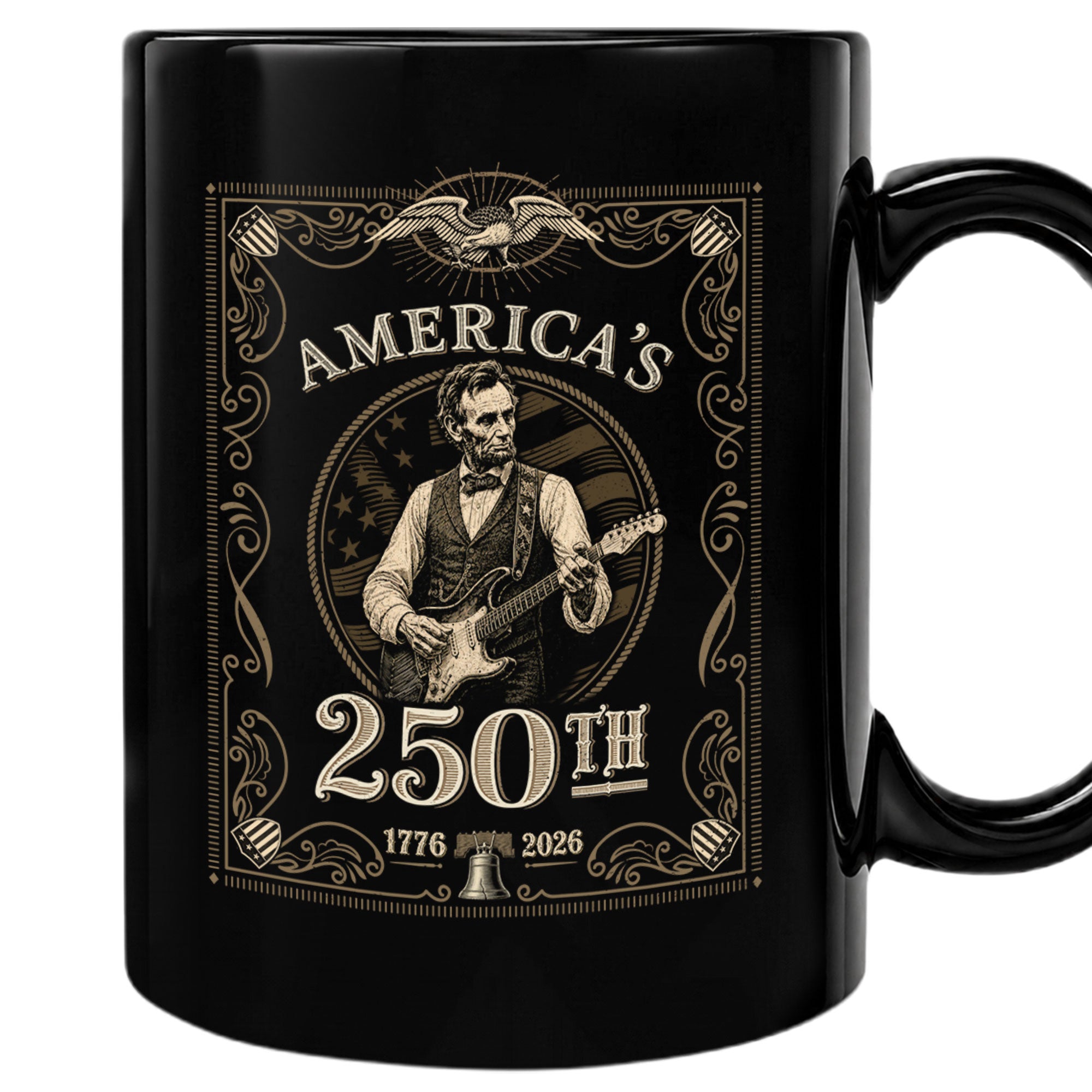 America's 250th Anniversary 1776-2026 Abraham Lincoln Guitar Patriotic Mug