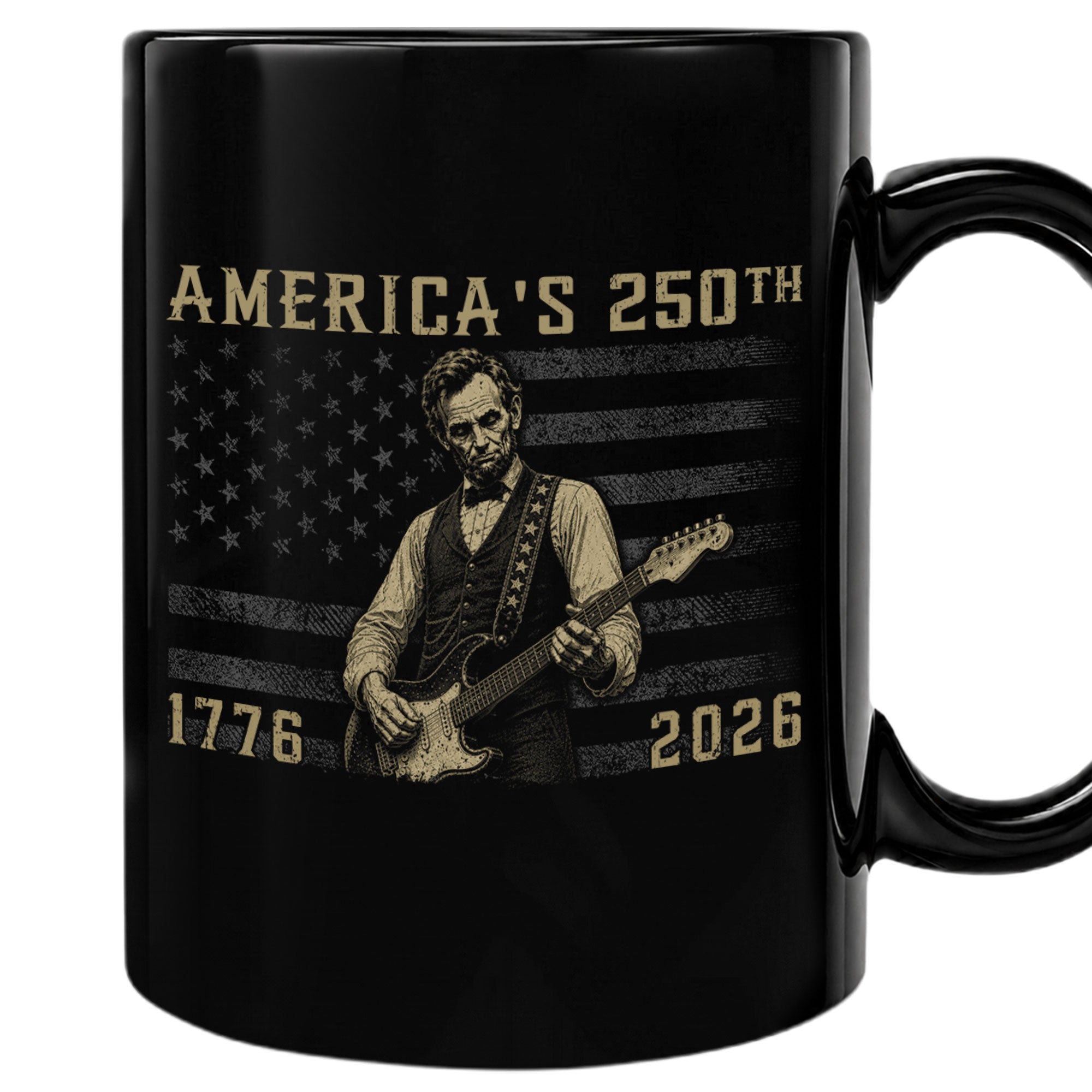 America 250th Anniversary 1776-2026 Abraham Lincoln Guitar Patriotic Mug Keepsake