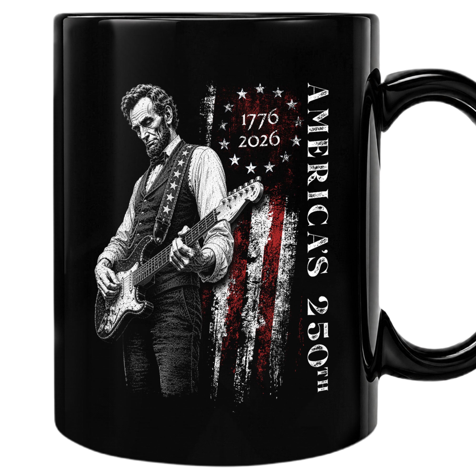 Abraham Lincoln Guitar Player America 250th Anniversary 1776-2026 Patriotic Art Mug