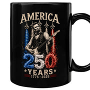 250 Years 1776 2026 Mug Abraham Lincoln Fighter Jet Patriotic American Ceramic Cup