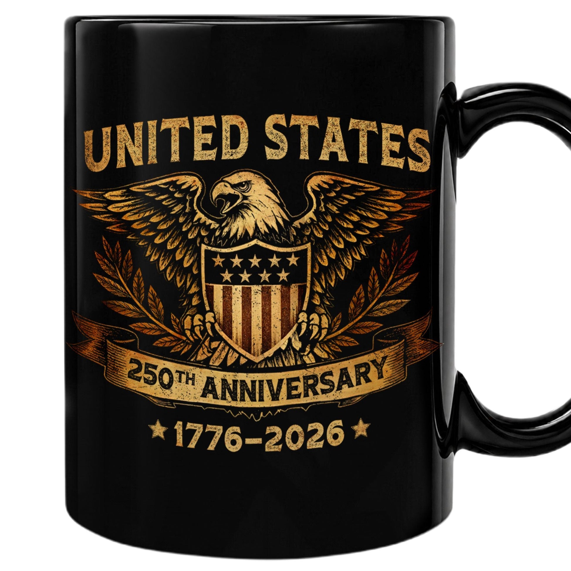 United States 250th Anniversary 1776-2026 Patriotic Eagle Shield Commemorative Mug - Rust Field Wear