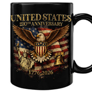 USA 250 Years 1776-2026 Patriotic Symbols Statue of Liberty Eagle Anniversary Mug - Rust Field Wear
