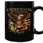 USA 250 Years 1776-2026 Patriotic Symbols Statue of Liberty Eagle Anniversary Mug