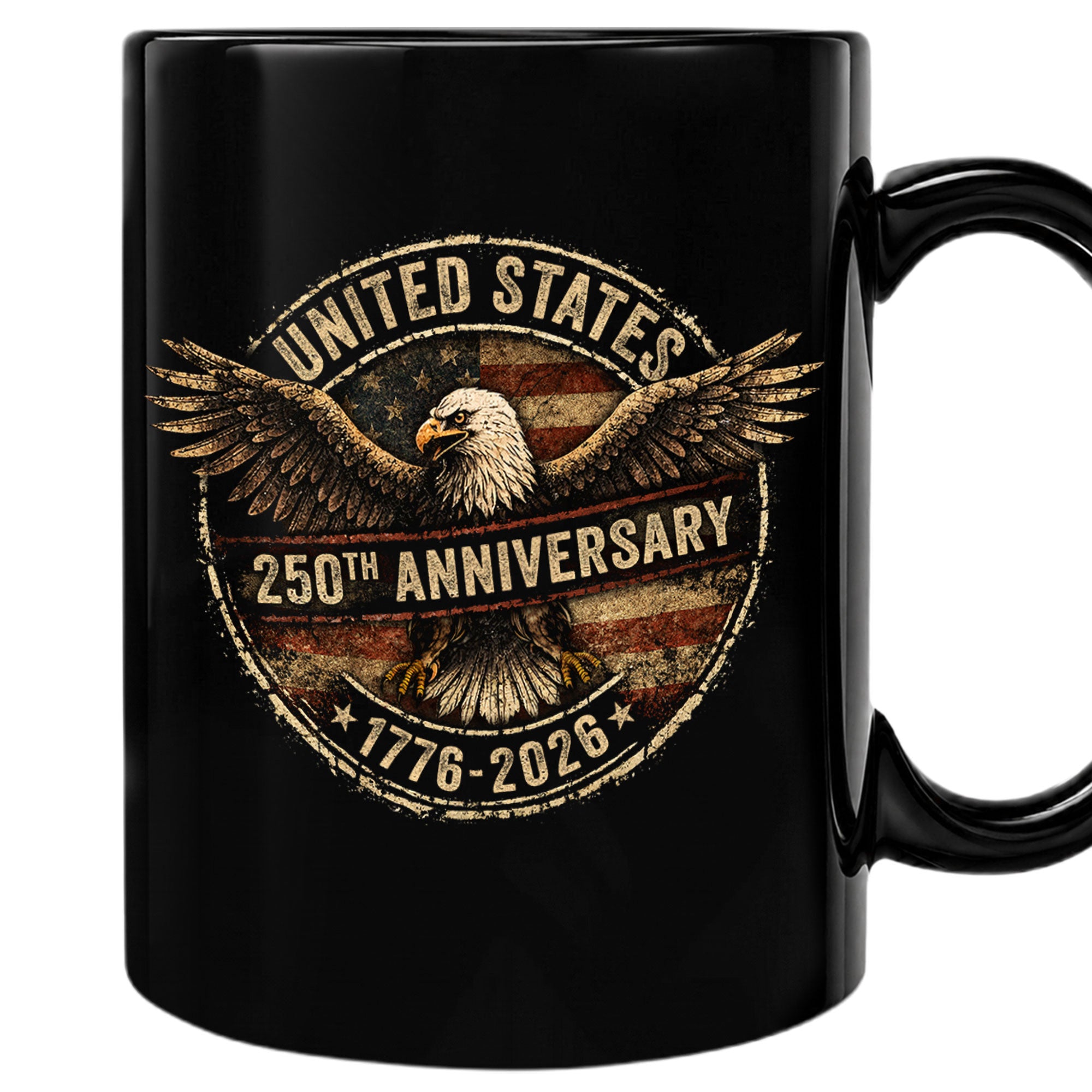 Vintage US 250th Anniversary 1776-2026 American Eagle Flag Commemorative Mug