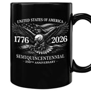 United States 250th Anniversary 1776-2026 Patriotic Eagle Commemorative Black Mug
